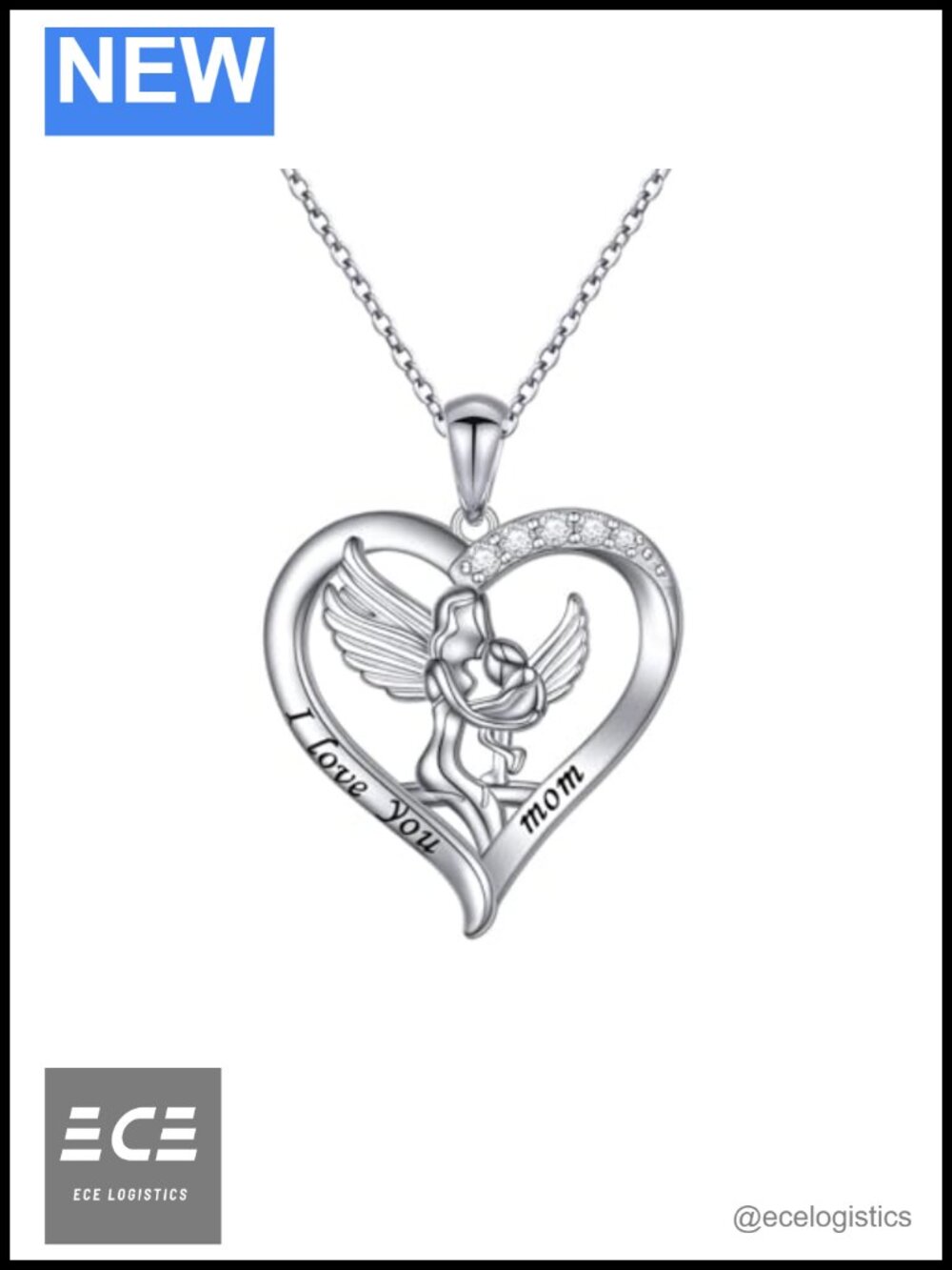 Sterling Silver Mom Heart Pendant Necklace Love You Memory Jewelry